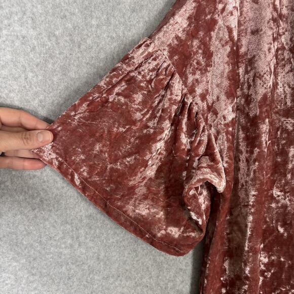 Bobeau Top Large Pink Crushed Velvet Flowy Flutter Romantic Coquette Boho Velour - Picture 4 of 12